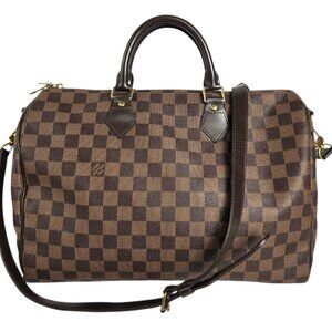 Louis Vuitton Speedy 35 Bandoulière Damier Ebene Canvas Satchel Bag | Authentic